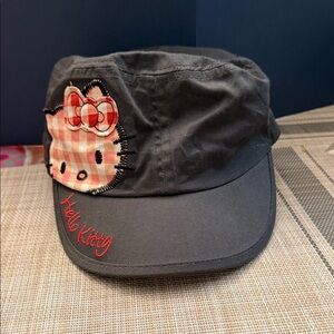 Hello Kitty Girls Gray Stretch One Size Military Style Cap Hat